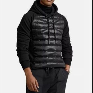RLX Ralph Lauren Black Quilted hybrid puffer Hoodie